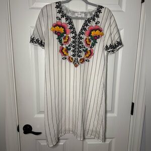 THML White Dress with Black Embroidery